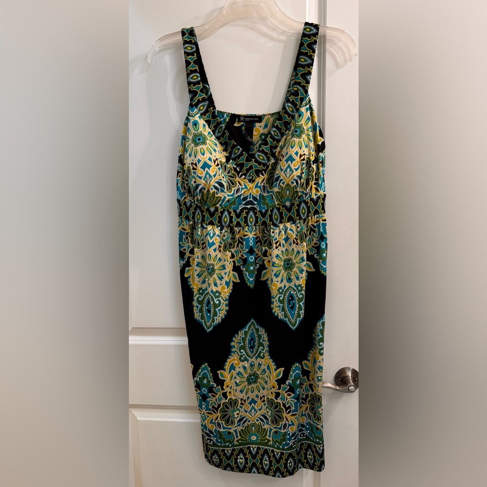 INC International Concepts Black and Teal Midi Dress
